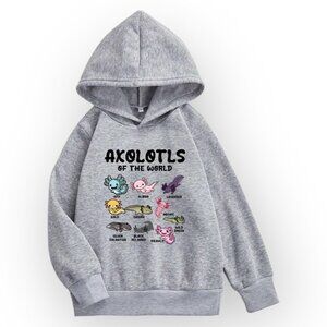 Axolotls Of The World Minecraft Inspired Gray Hooded Sweatshirt Youth Size 7-8